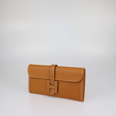 Hermes Brown Evercolor Leather Jige Elan 29 Clutch