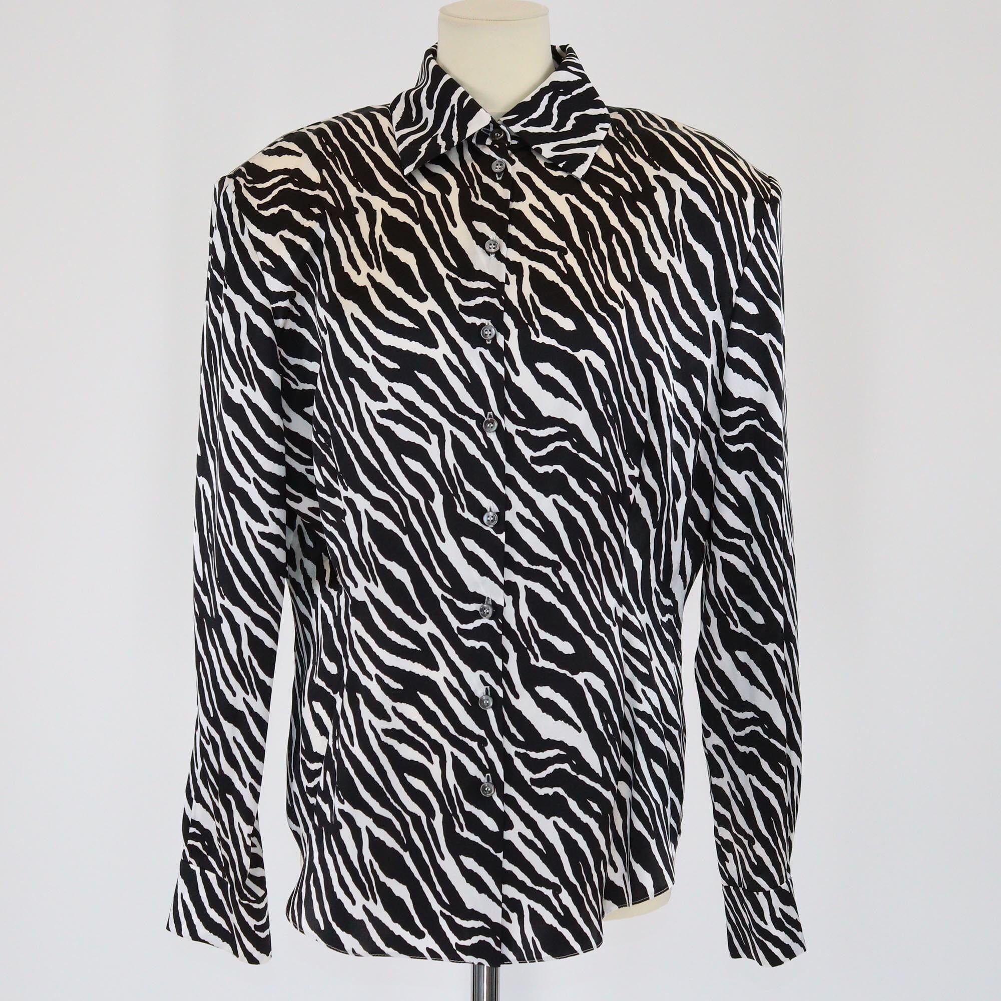 Magda Butrym Black/White Zebra Print Long Sleeve Blouse Womens Magda Butrym 