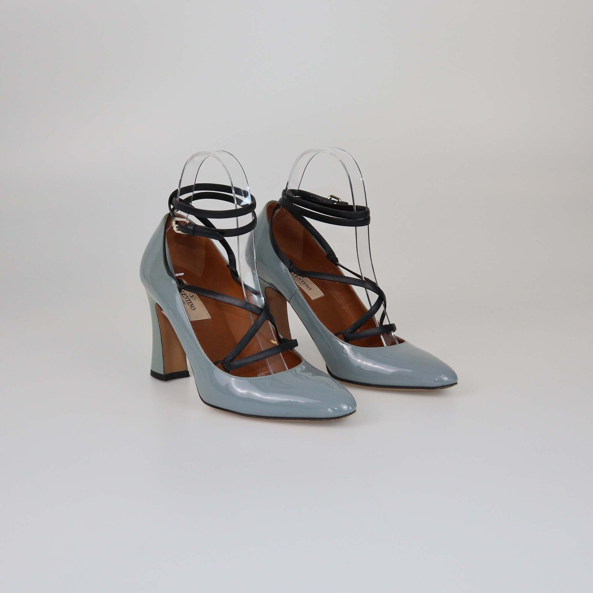 Valentino Gray Ankle Strap Pumps Womens Valentino 