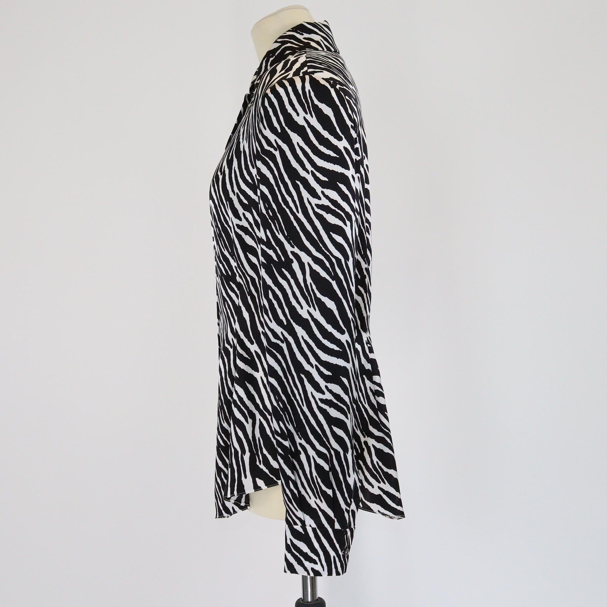 Magda Butrym Black/White Zebra Print Long Sleeve Blouse Womens Magda Butrym 