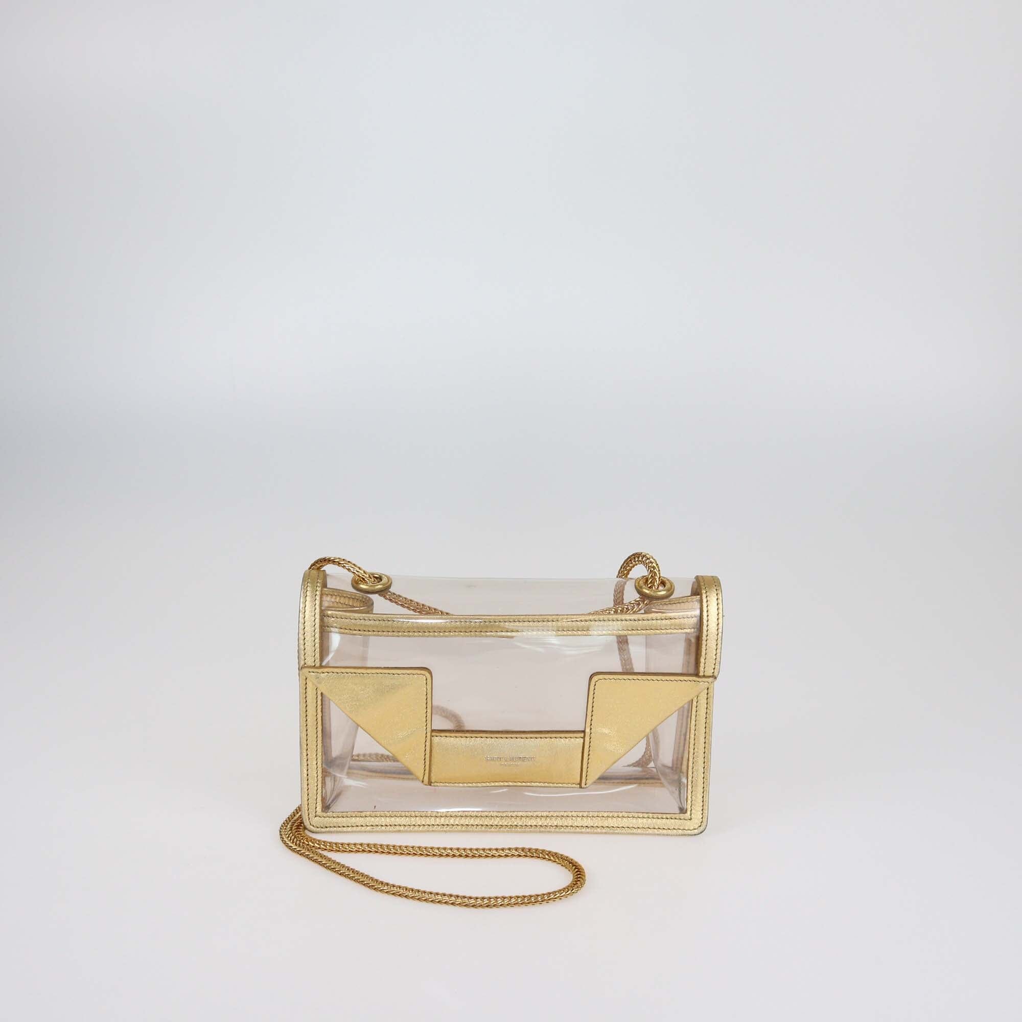 Saint Laurent Clear/Gold Pvc and Leather Betty Shoulder Bag Womens Saint Laurent 