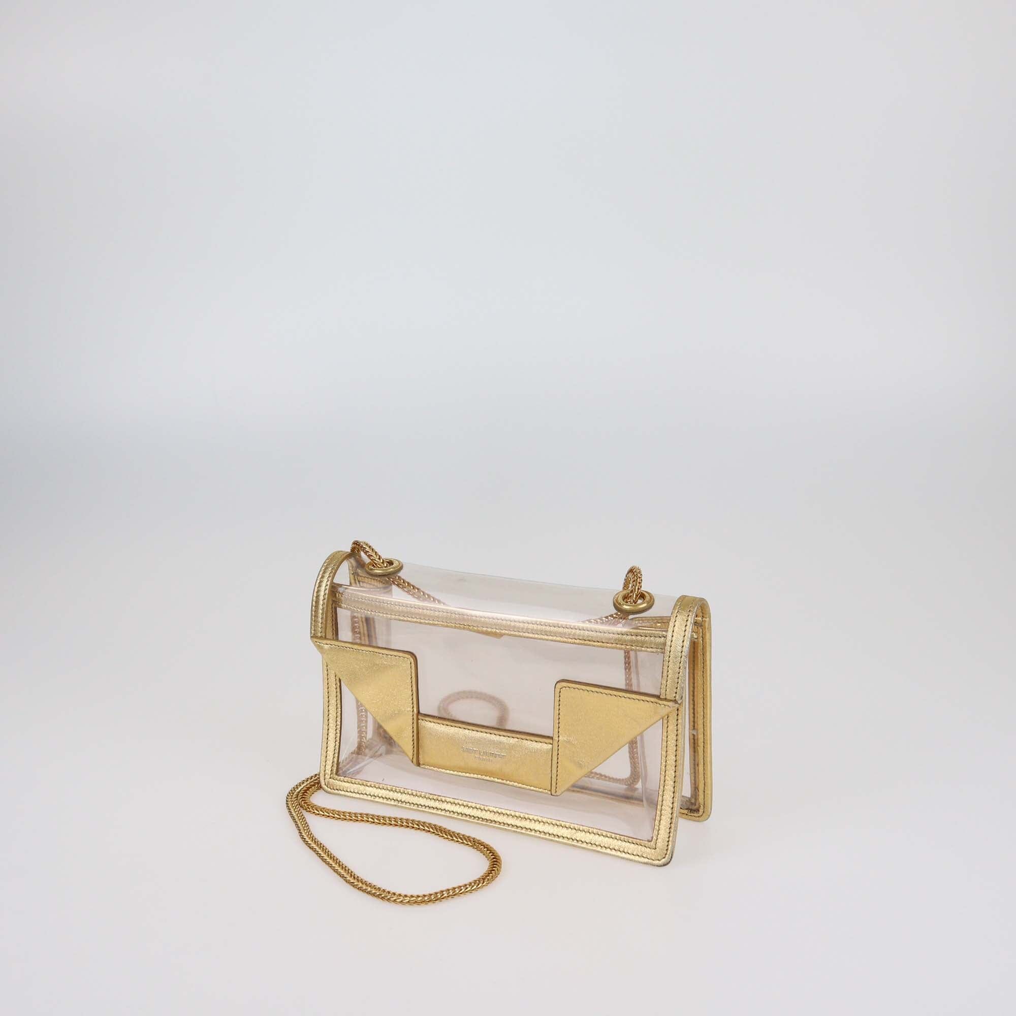 Saint Laurent Clear/Gold Pvc and Leather Betty Shoulder Bag Womens Saint Laurent 