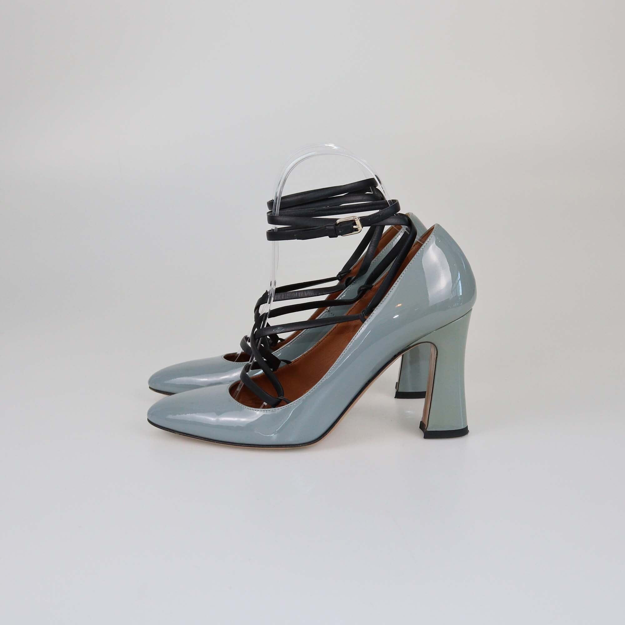 Valentino Gray Ankle Strap Pumps Womens Valentino 