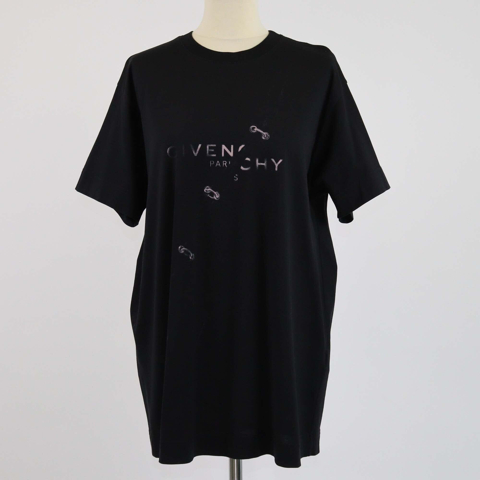 Givenchy Black Trompe L'Oeil Logo Print Oversized Fit T-Shirt Mens Givenchy 