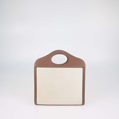 Burberry Brown,Beige Canvas and Leather Mini Pocket Bag