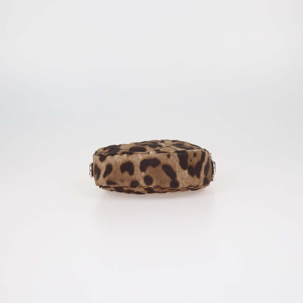 Dolce & Gabbana Brown Quilted Leopard Print Fabric Round Crossbody Bag