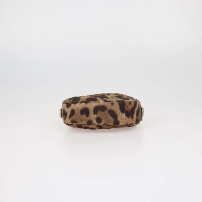 Dolce & Gabbana Brown Quilted Leopard Print Fabric Round Crossbody Bag