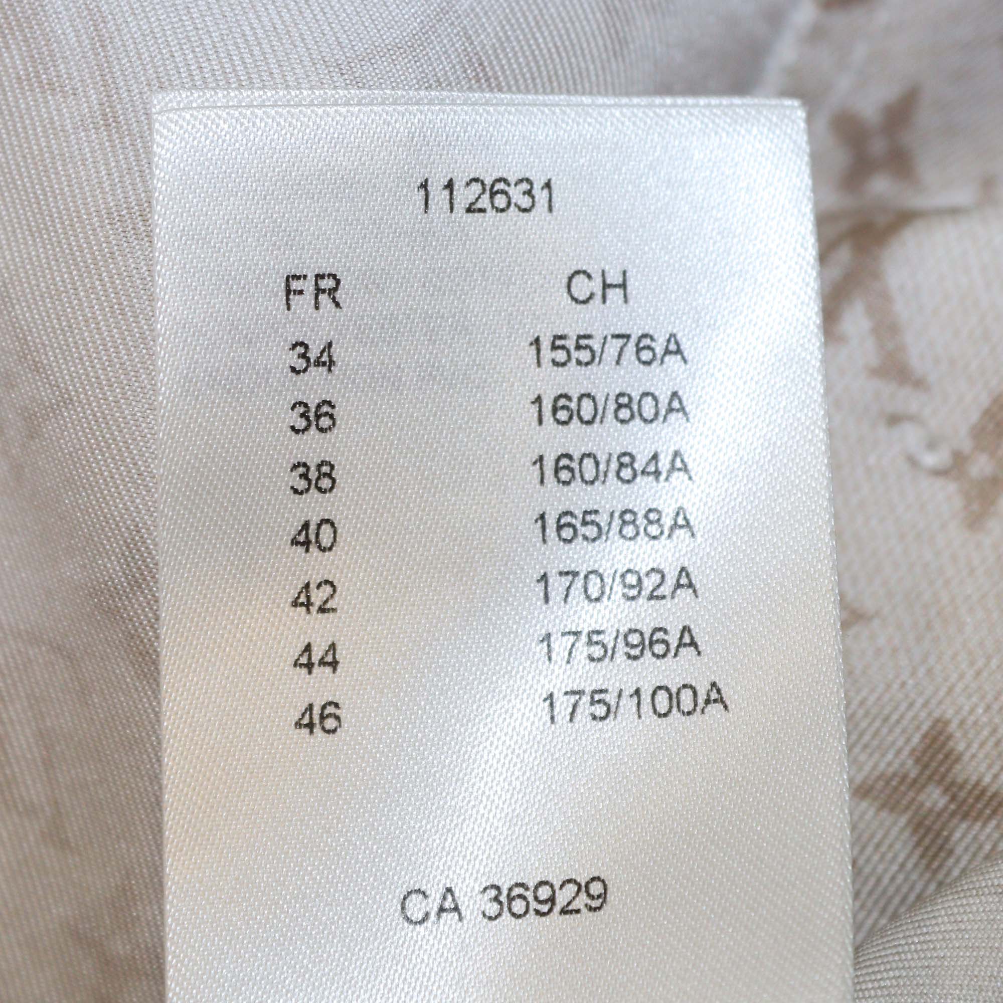 Louis Vuitton Beige Silk Monogram Button Up Long Sleeve Shirt