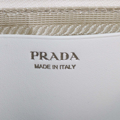 Prada White Saffiano Leather Mini Double Triangle Crossbody Bag
