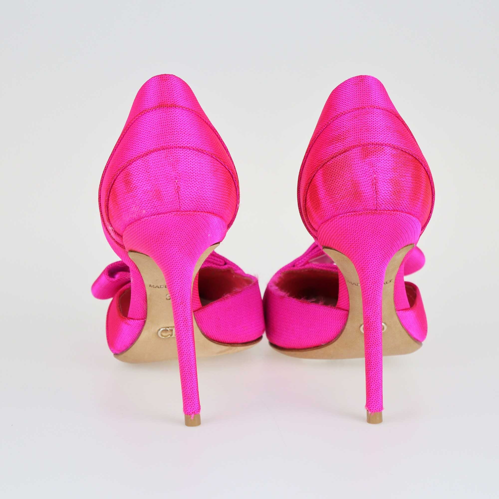 Dior Neon Pink D'Orsay Bow Pumps Shoes Christian Dior 