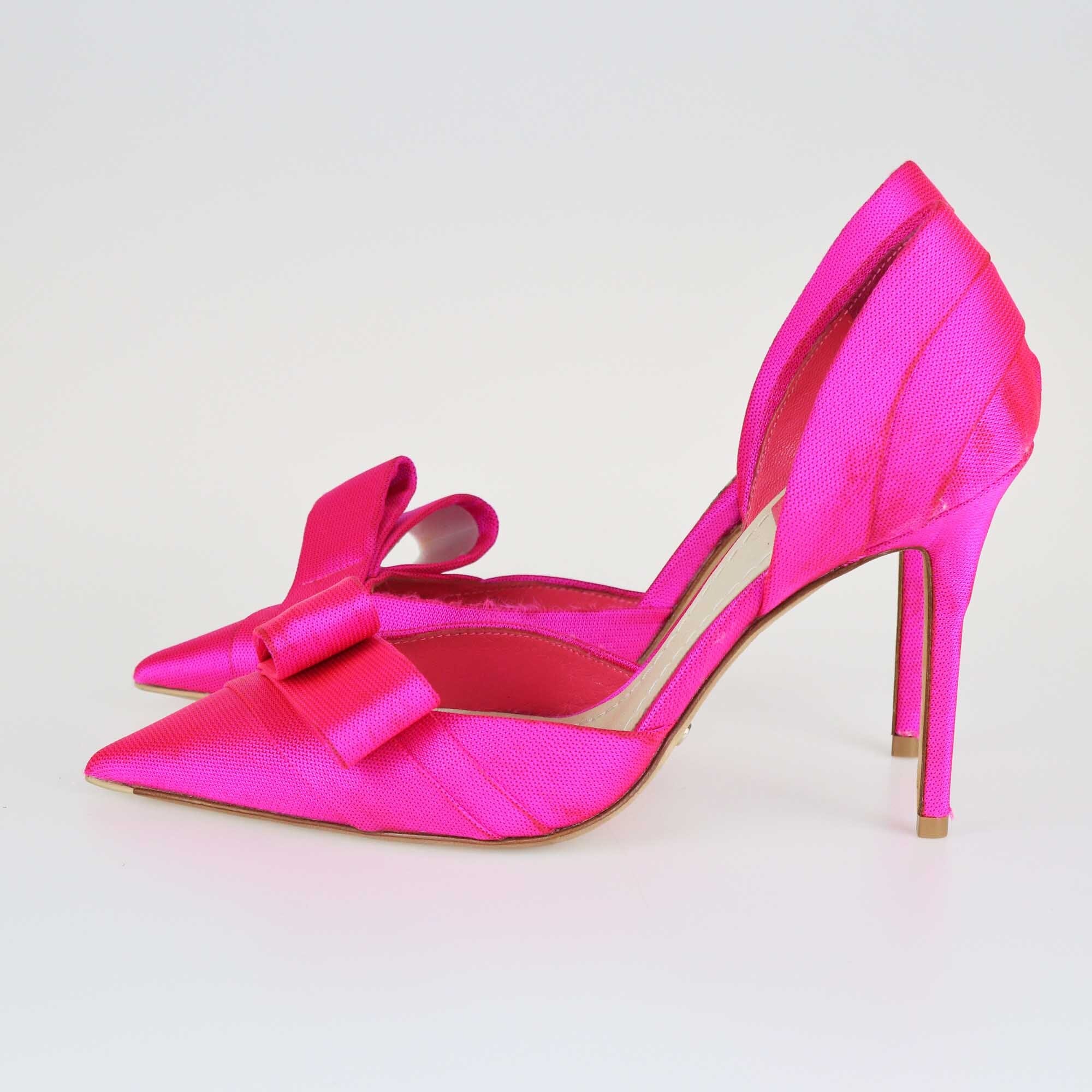 Dior Neon Pink D'Orsay Bow Pumps Shoes Christian Dior 