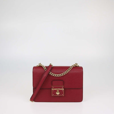 Dolce & Gabbana Red Leather Rosalia Shoulder Bag