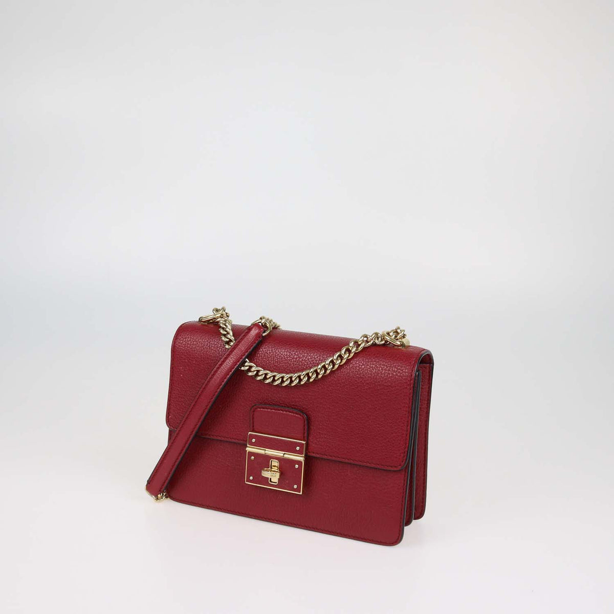 Dolce & Gabbana Red Leather Rosalia Shoulder Bag