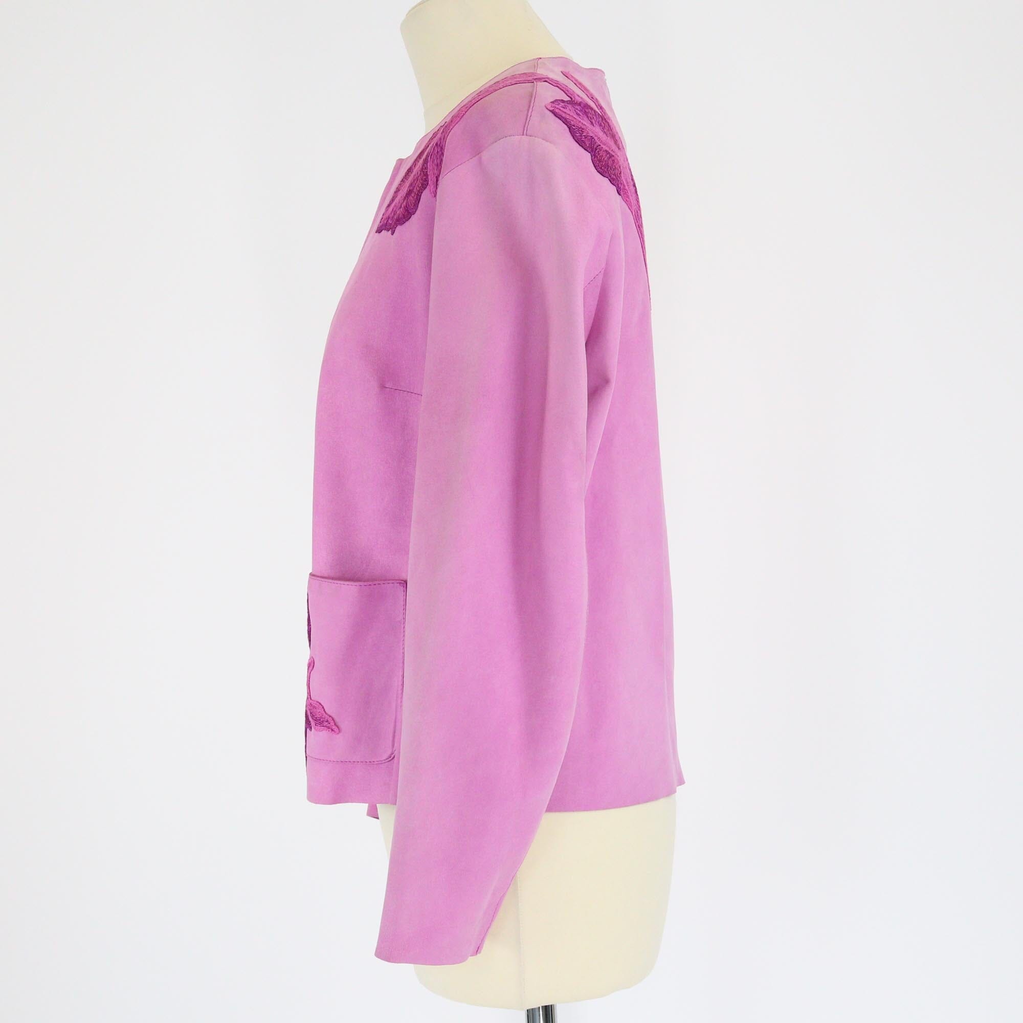 Bluemarine Lavender Flower Embroidered Zip Front Jacket Womens Blumarine 