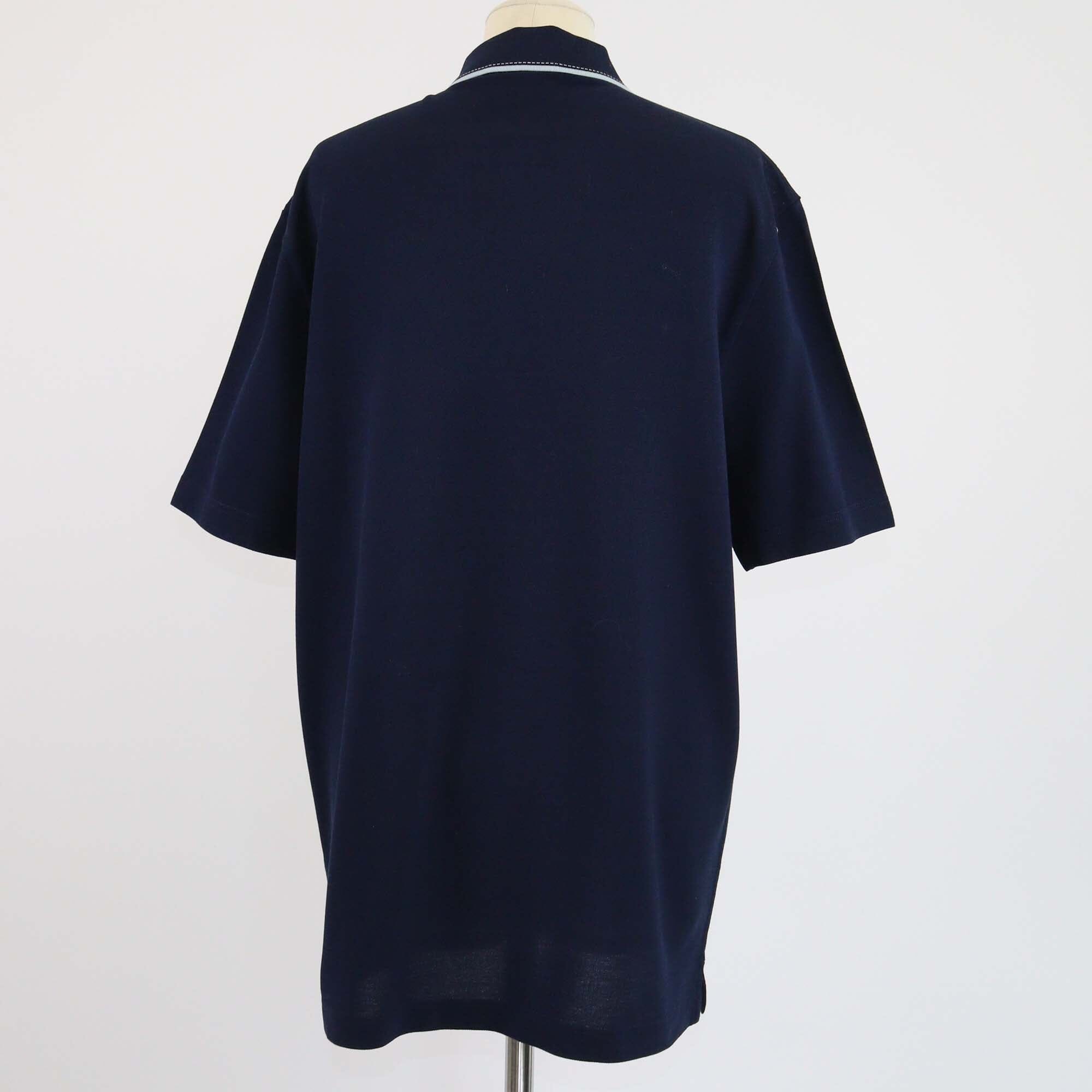 Hermes Navy Blue Pique Pocket Polo Shirt Mens Hermes 