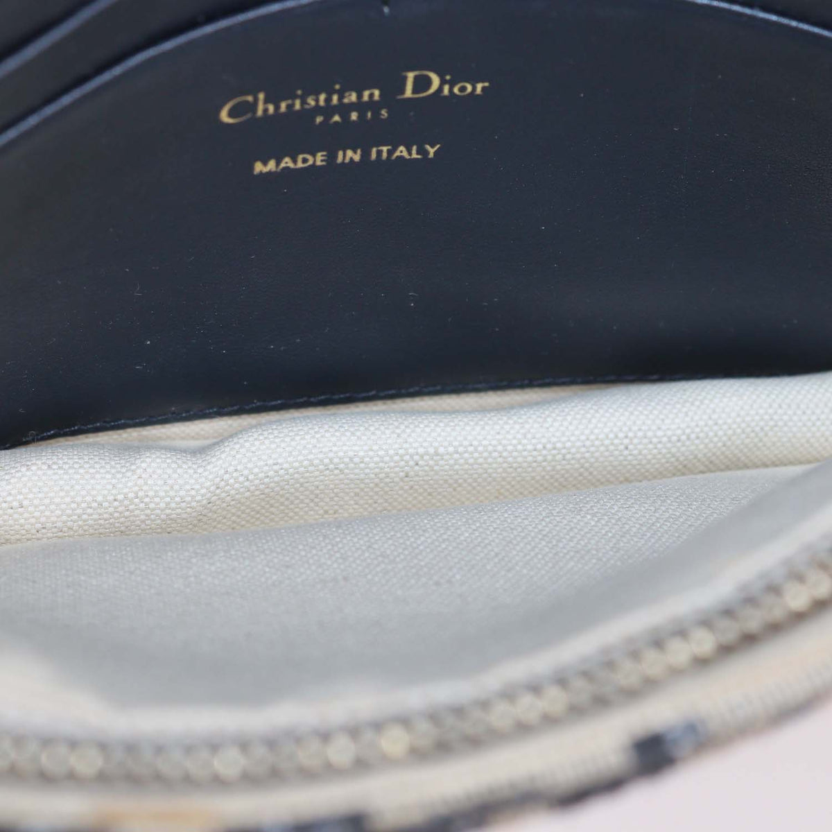 Christian Dior Navy Blue Oblique Canvas Saddle Chain Pouch