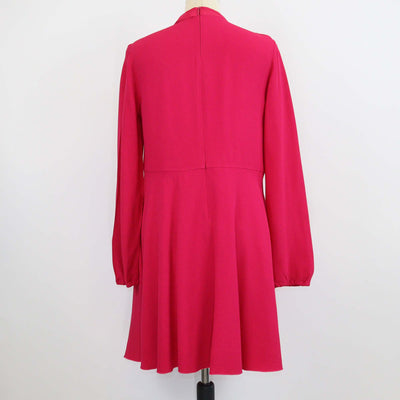RED Valentino Fuchsia Jersey Tie Front Pleated V Neck Midi Dress
