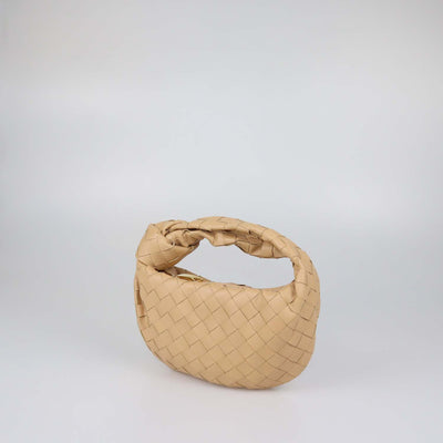 Bottega Veneta Beige Intrecciato Leather Mini Jodie Hobo