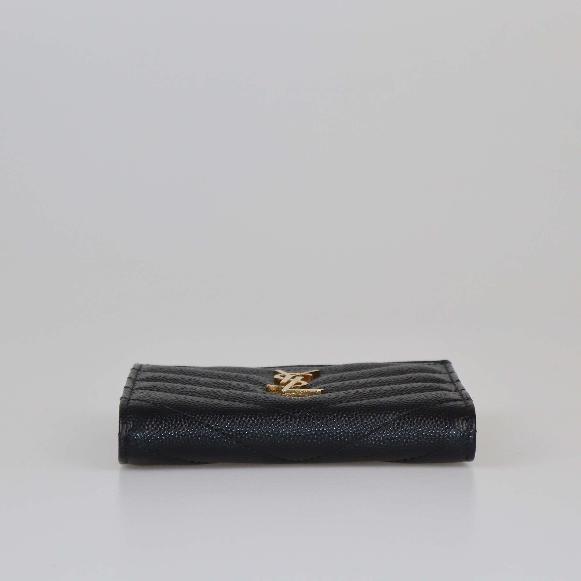 Saint Laurent Balck Matelasse Monogram Zip Bifold Wallet Womens Saint Laurent 