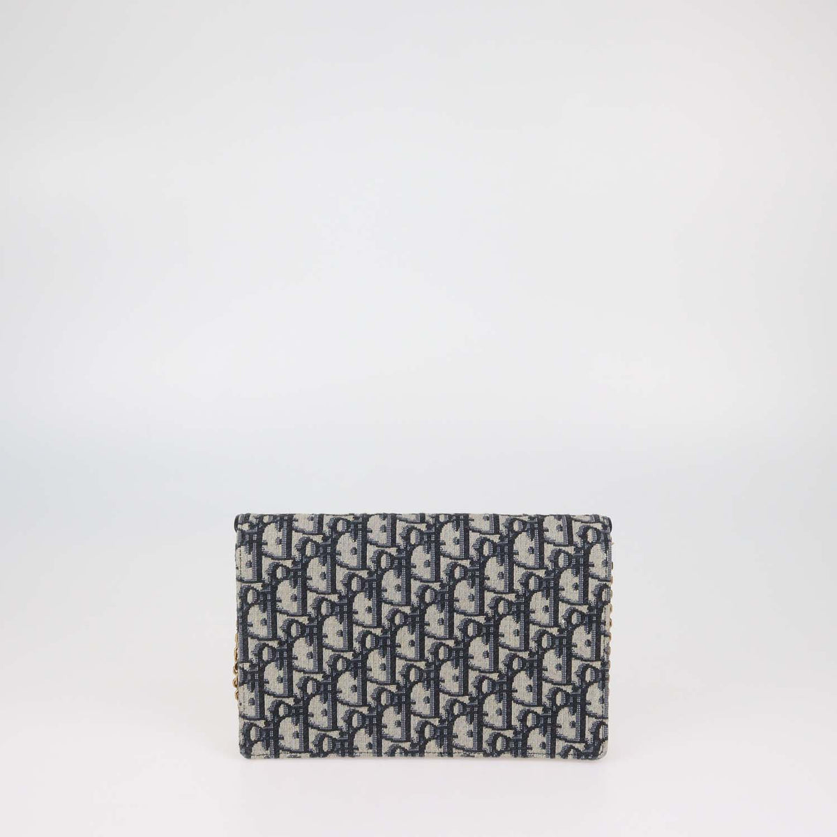 Christian Dior Navy Blue Oblique Canvas Saddle Chain Pouch