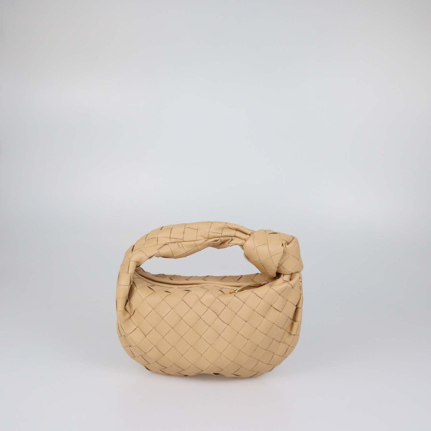 Bottega Veneta Beige Intrecciato Leather Mini Jodie Hobo