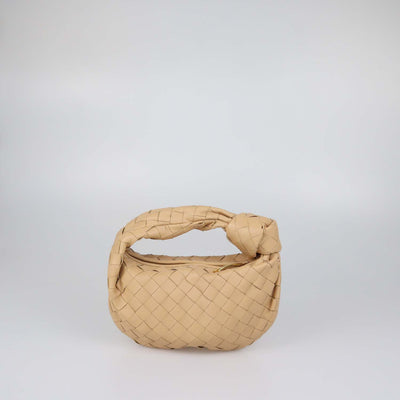 Bottega Veneta Beige Intrecciato Leather Mini Jodie Hobo