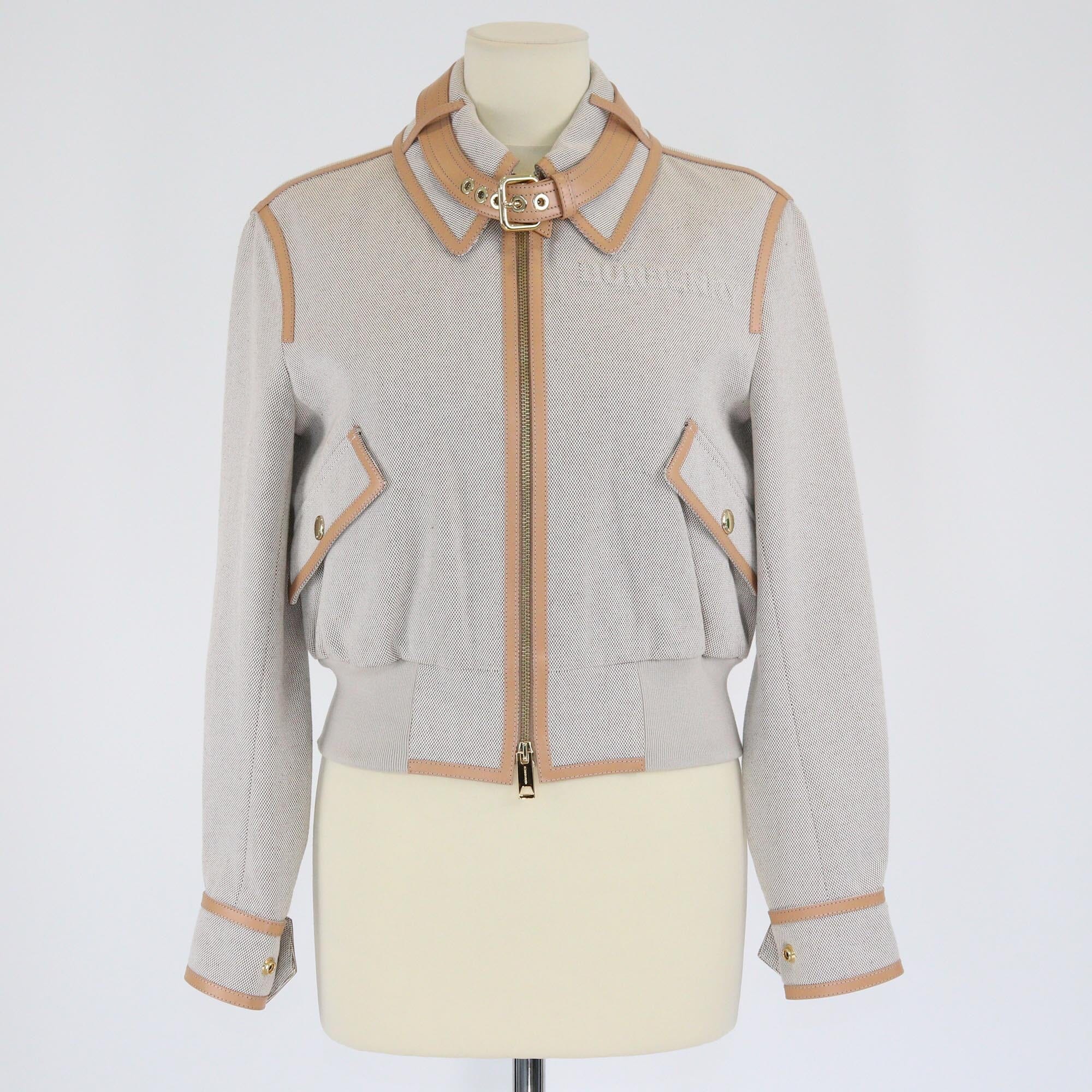 Burberry Tan/Beige Leather Trimmed Blouson Womens Burberry 