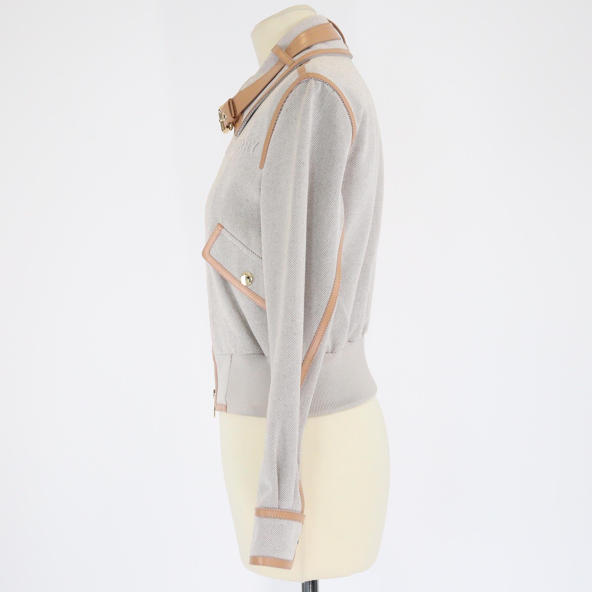 Burberry Tan/Beige Leather Trimmed Blouson Womens Burberry 