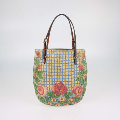 Valentino Multicolor Raffia Panier De Fleurs Tote