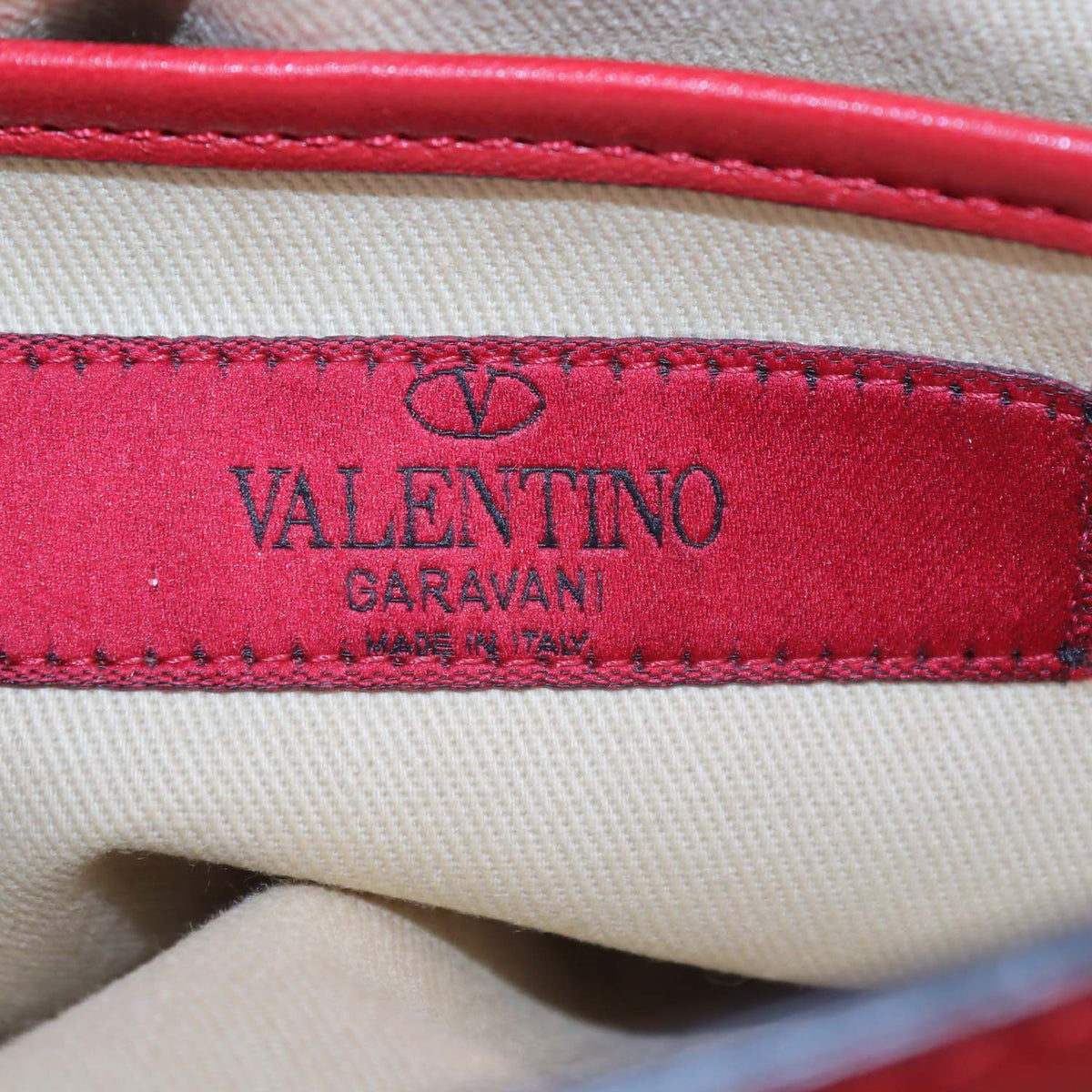 Valentino Red Leather Rockstud Va Va Voom Chain Clutch