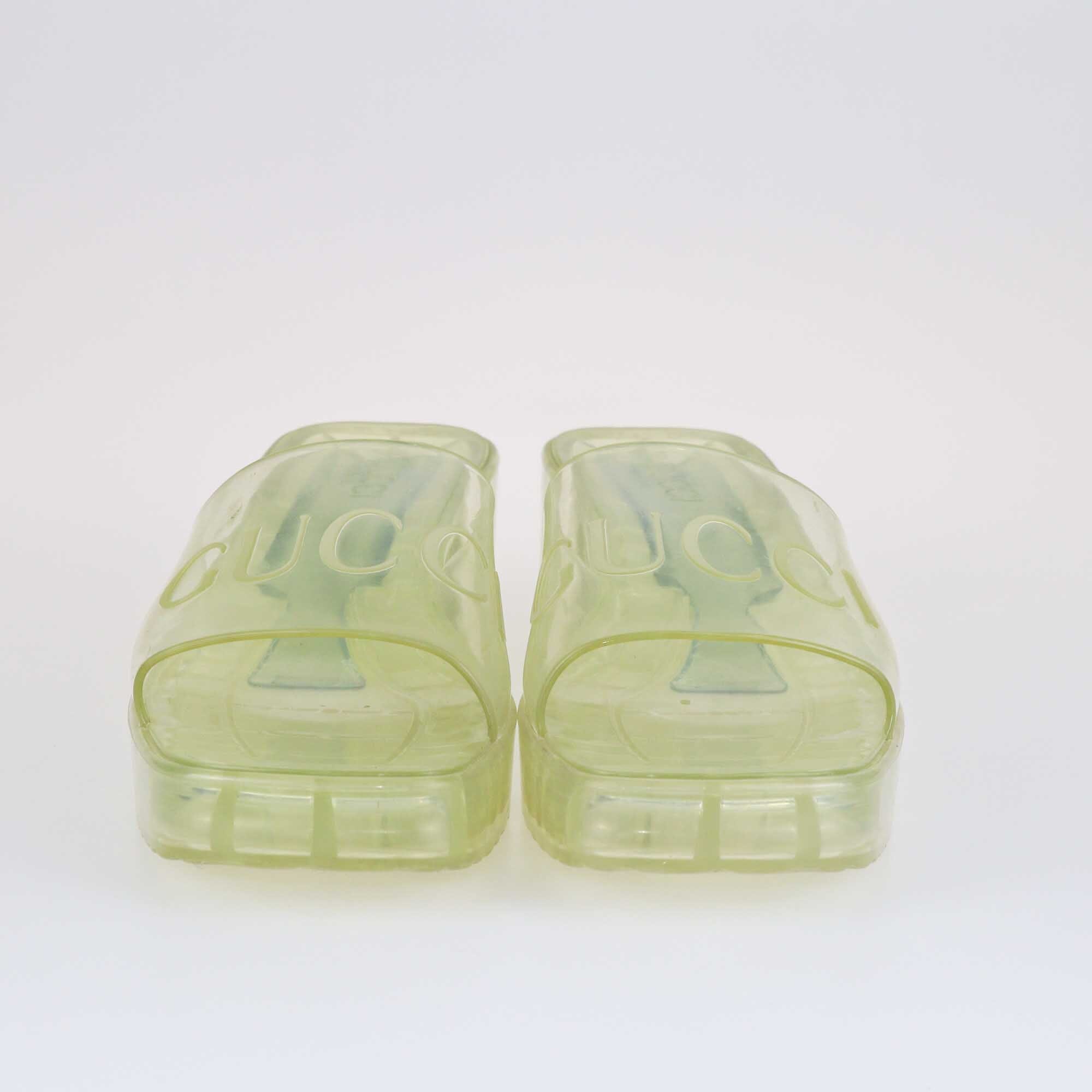 Gucci Transparent Block Heel Slide Sandals Shoes Gucci 