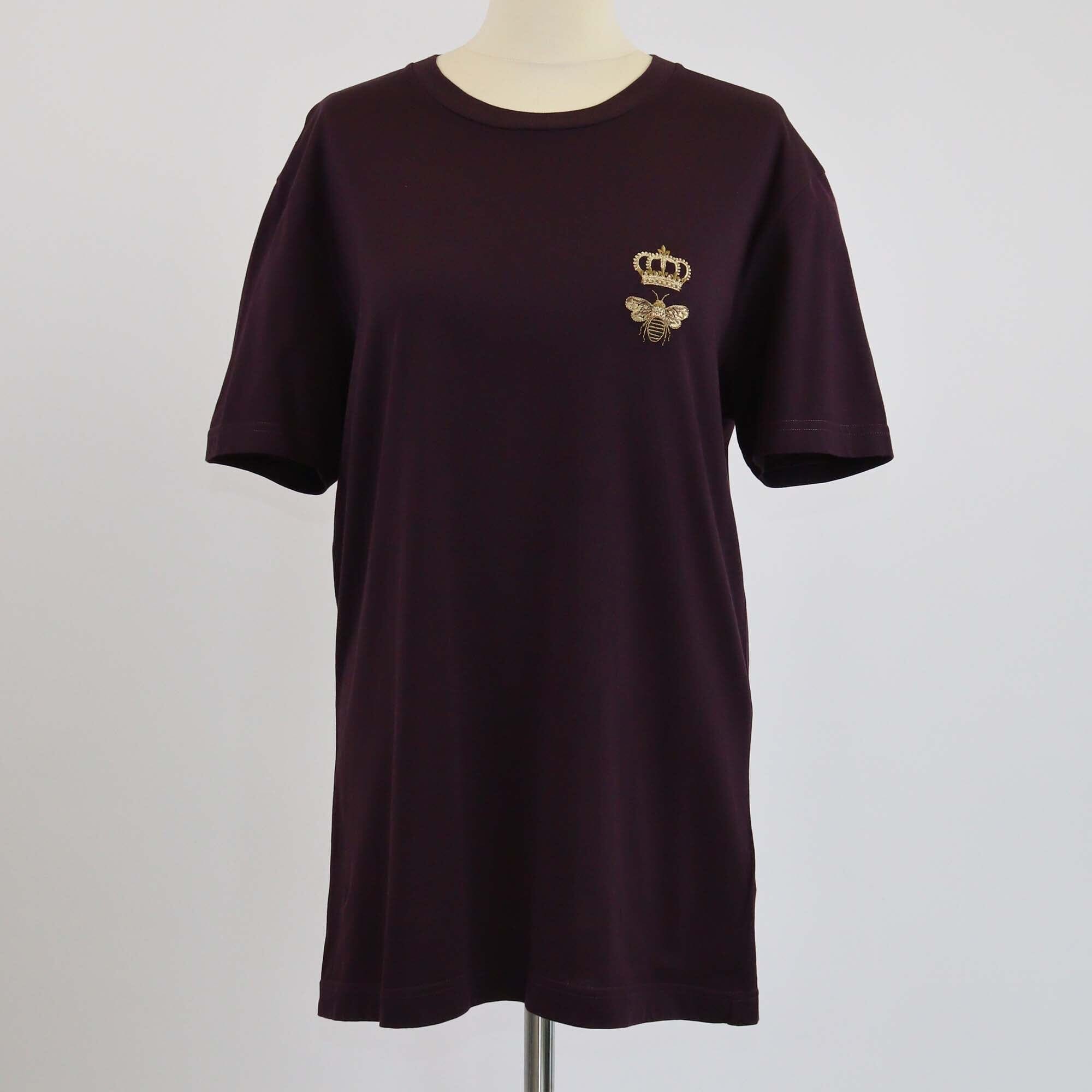 Dolce & Gabbana Dark Purple Crown Bee Short Sleeve T-Shirt Mens Dolce & Gabbana 