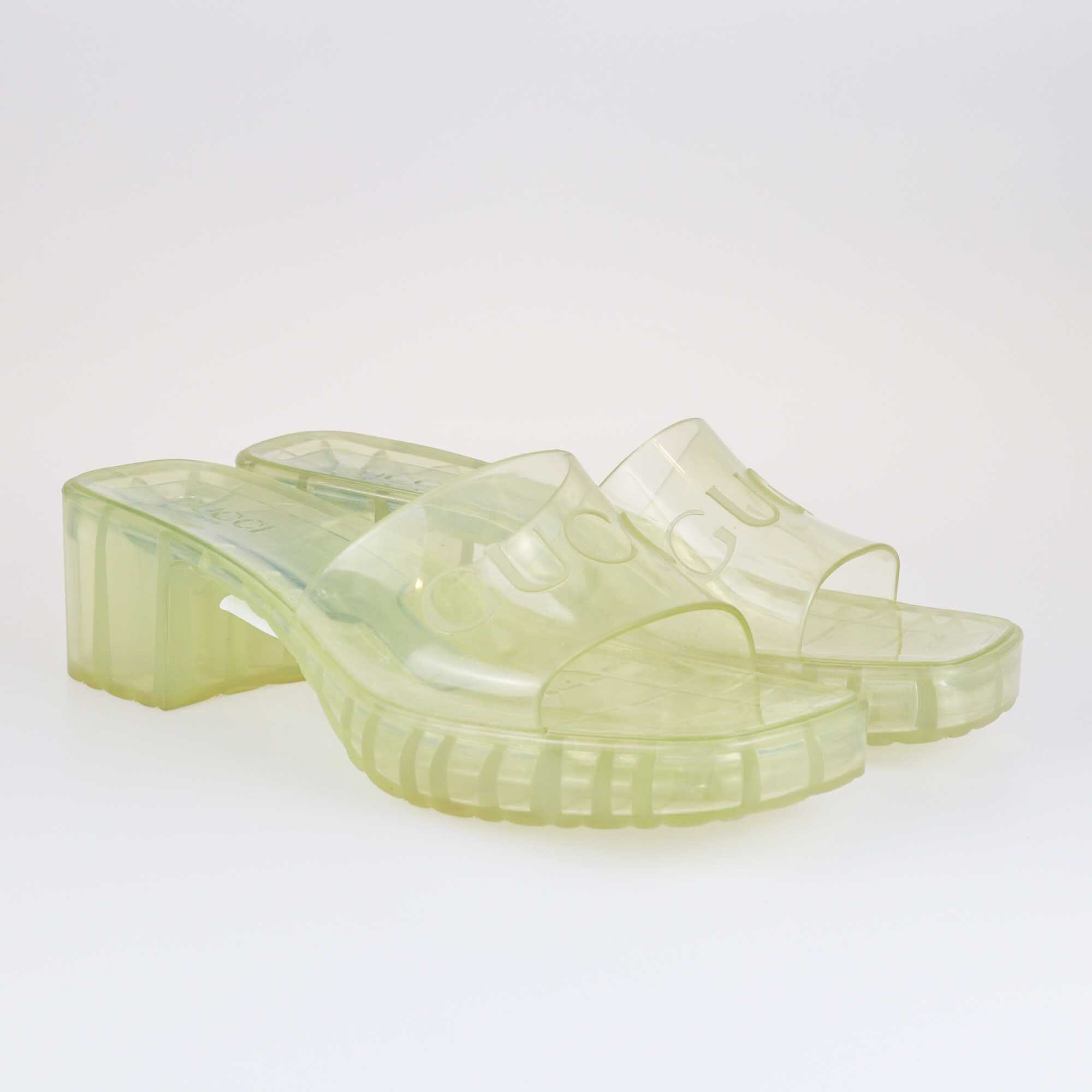 Gucci Transparent Block Heel Slide Sandals Shoes Gucci 