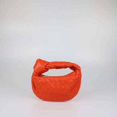 Bottega Veneta Orange Intrecciato Leather Mini Jodie Hobo