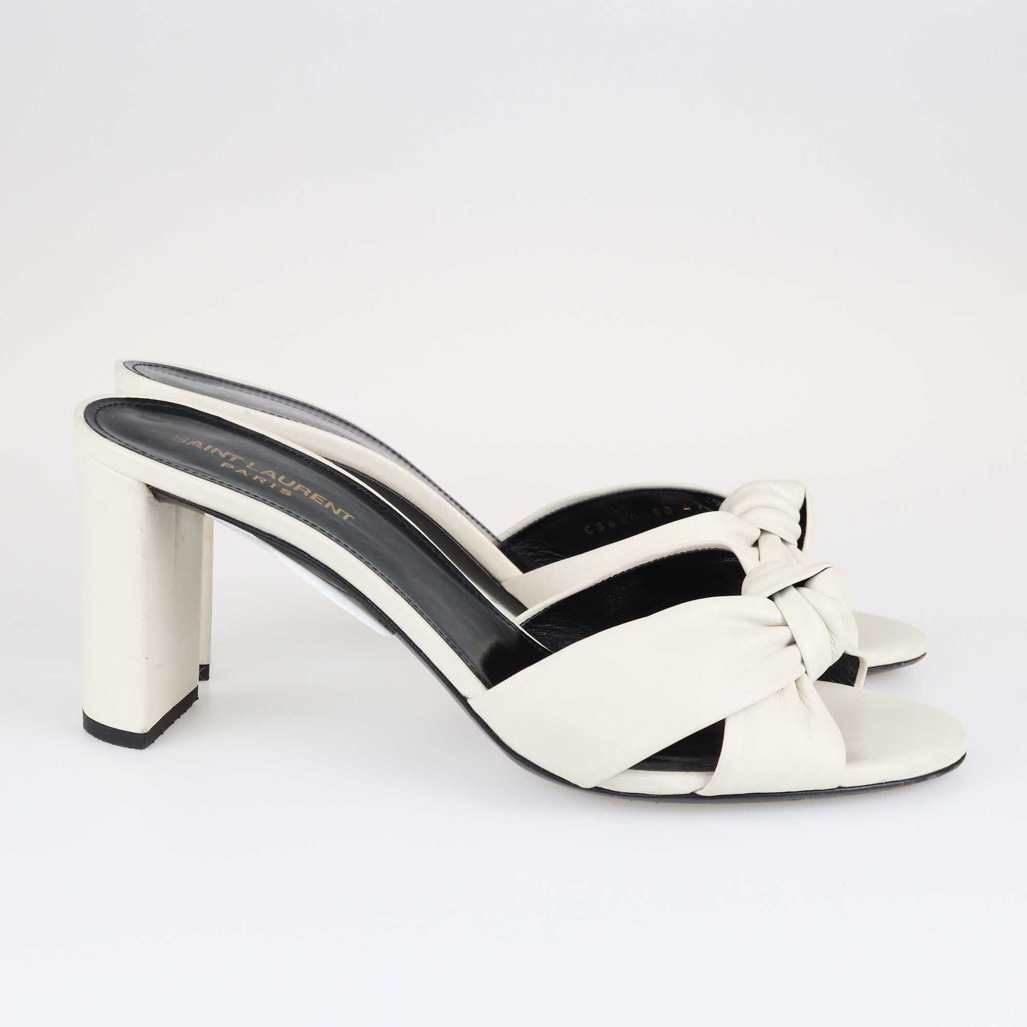 Saint Laurent Off White Bianca Heeled Mules Shoes Saint Laurent 