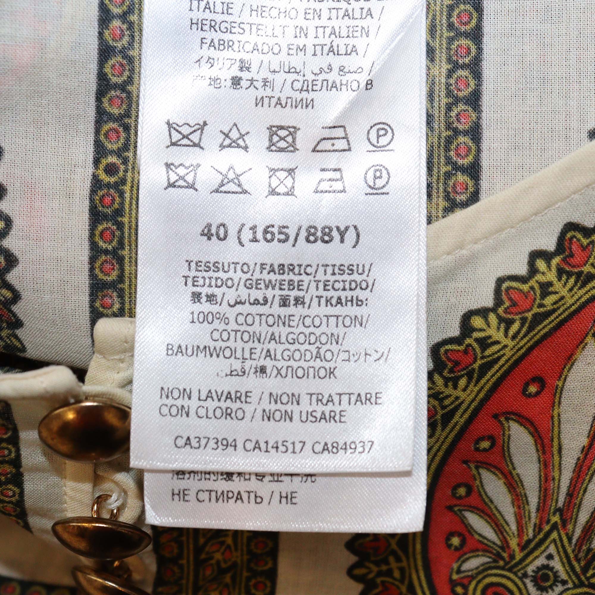 Gucci Cream Cotton Paisley Print Kaftan Mini Dress