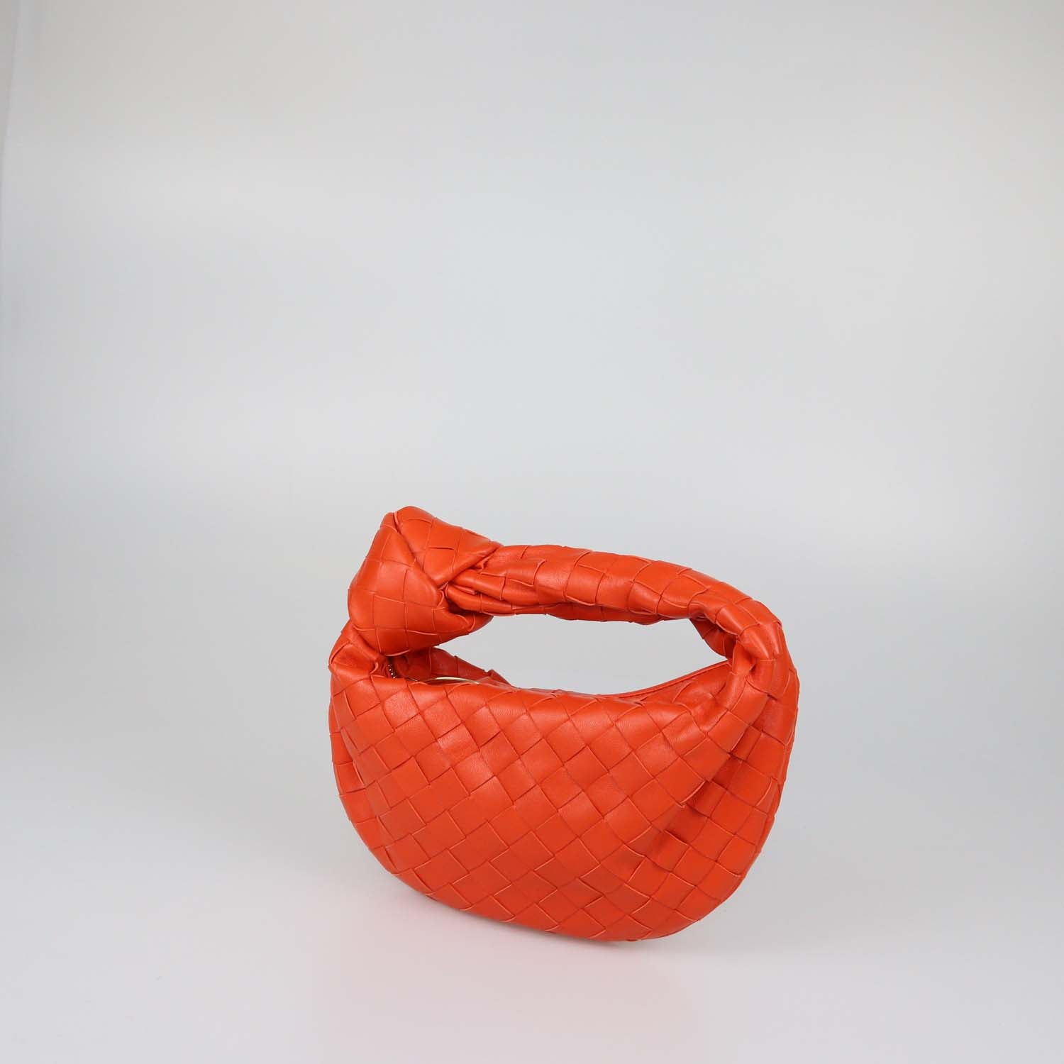 Bottega Veneta Orange Intrecciato Leather Mini Jodie Hobo