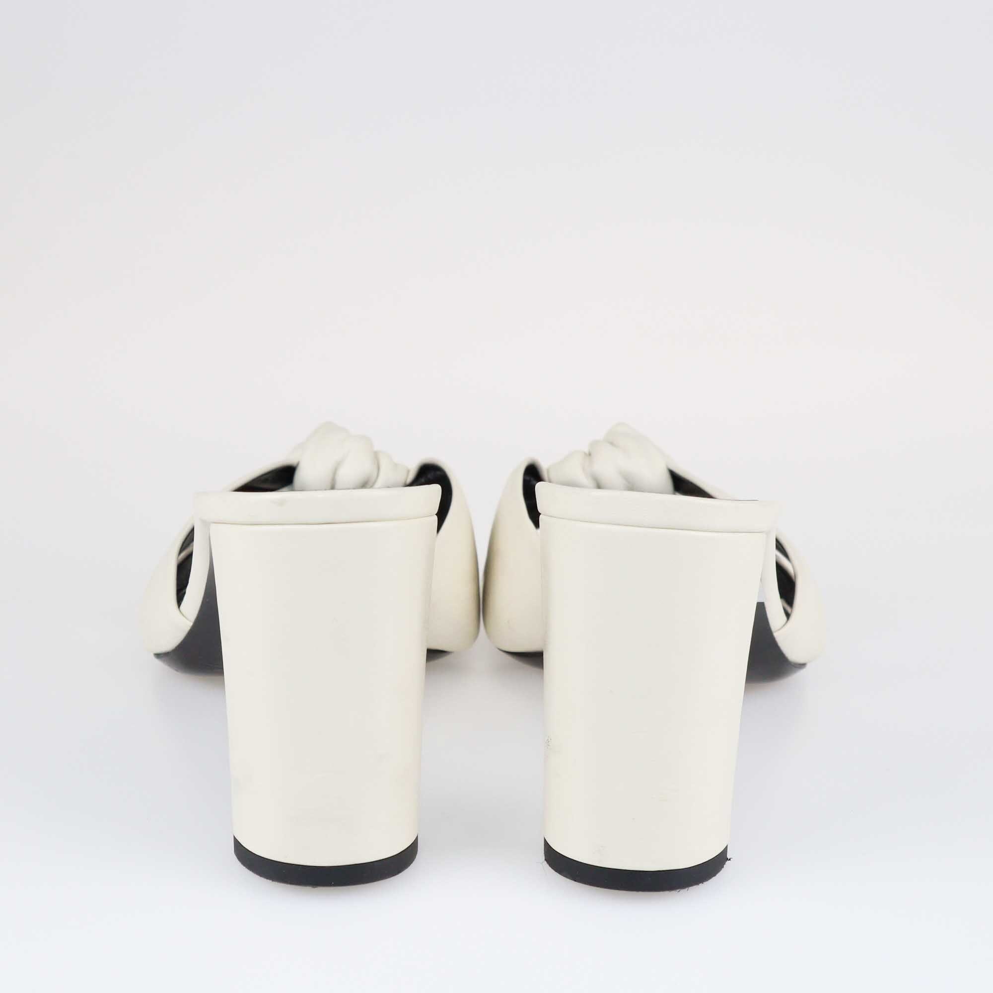 Saint Laurent Off White Bianca Heeled Mules Shoes Saint Laurent 