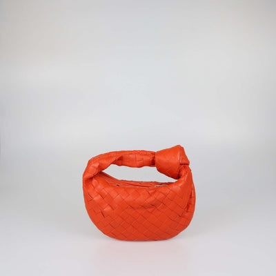 Bottega Veneta Orange Intrecciato Leather Mini Jodie Hobo