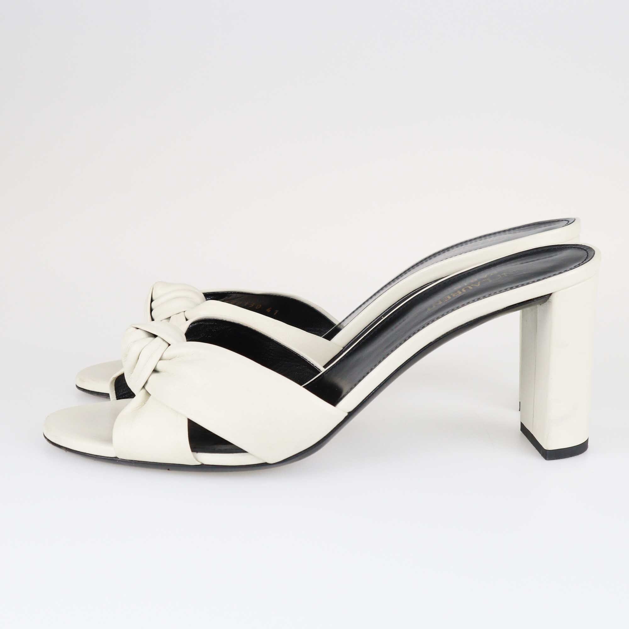 Saint Laurent Off White Bianca Heeled Mules Shoes Saint Laurent 