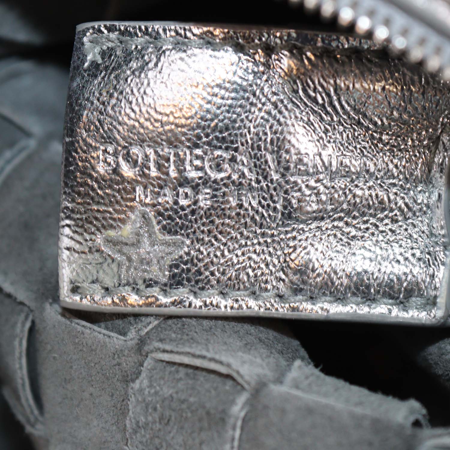 Bottega Veneta Silver Intreccio Leather Mini Loop Camera Bag