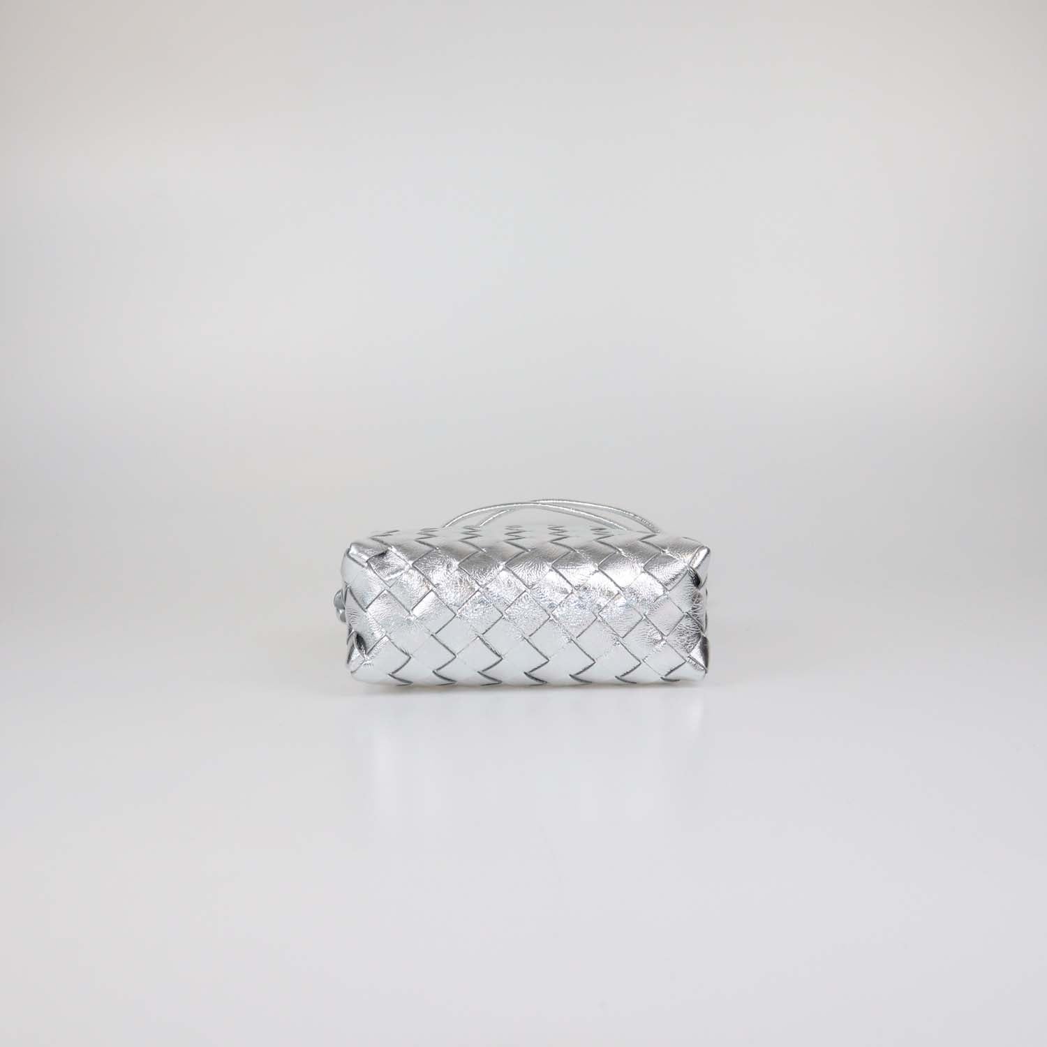 Bottega Veneta Silver Intreccio Leather Mini Loop Camera Bag