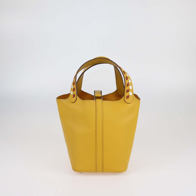 Hermes Jaune Ambre/Brique/Blanc Epsom Leather Picotin Lock Tressage 18 Bag Womens Hermes 