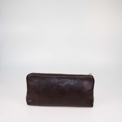 Gucci Brown Snake Leather Sienna Tassel Clutch