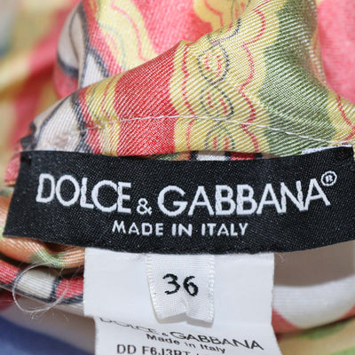 Dolce & Gabbana Multicolor Silk Carreto Print Pleated Midi Dress