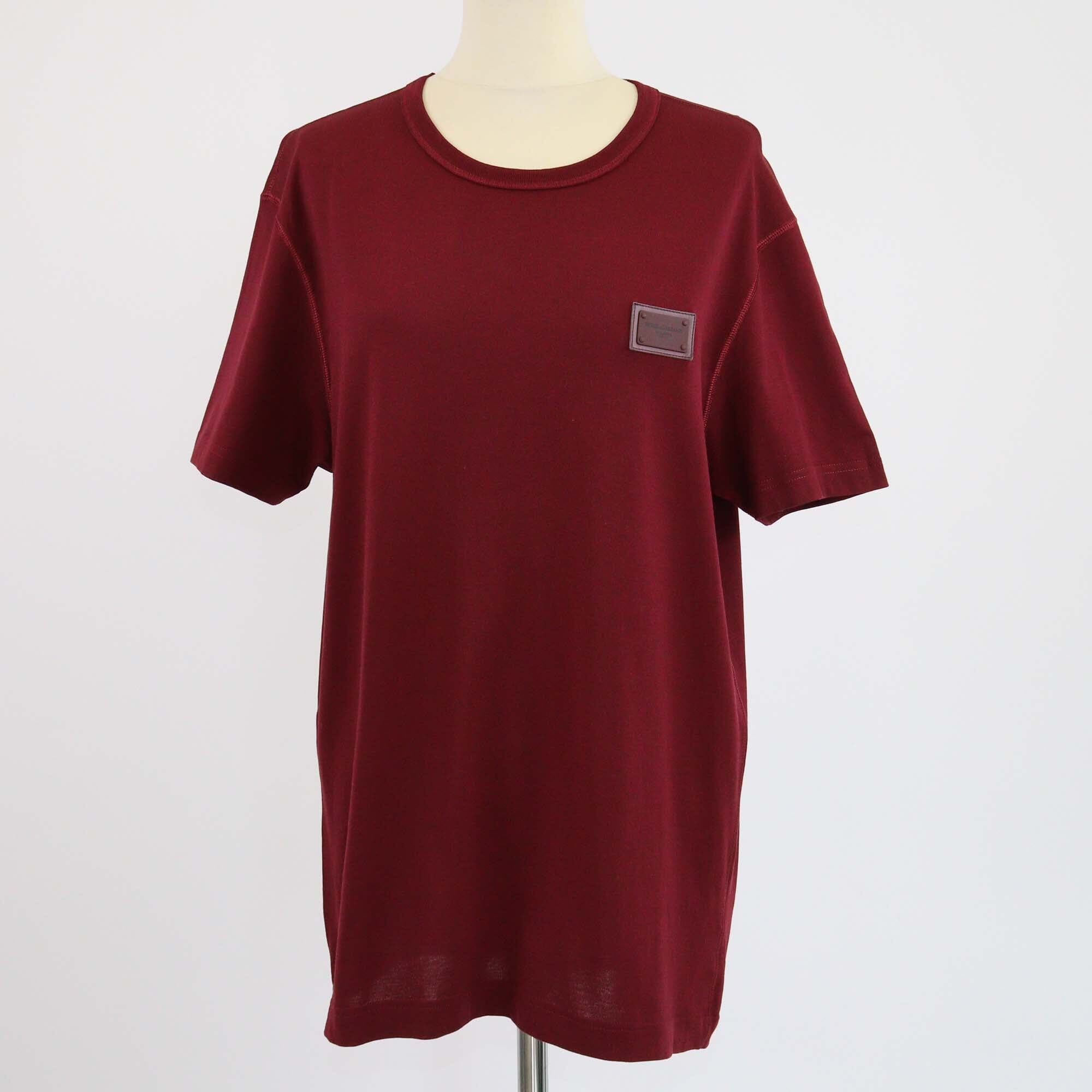 Dolce & Gabanna Burgundy Logo Tag Short Sleeve T-Shirt Mens Dolce & Gabbana 