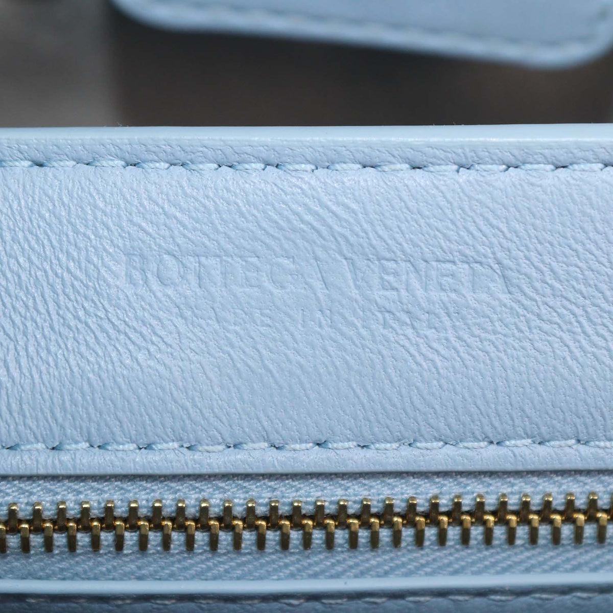 Bottega Veneta Light Blue,Natural Raffia and Leather Small Andiamo Tote