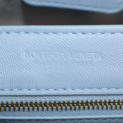Bottega Veneta Light Blue,Natural Raffia and Leather Small Andiamo Tote