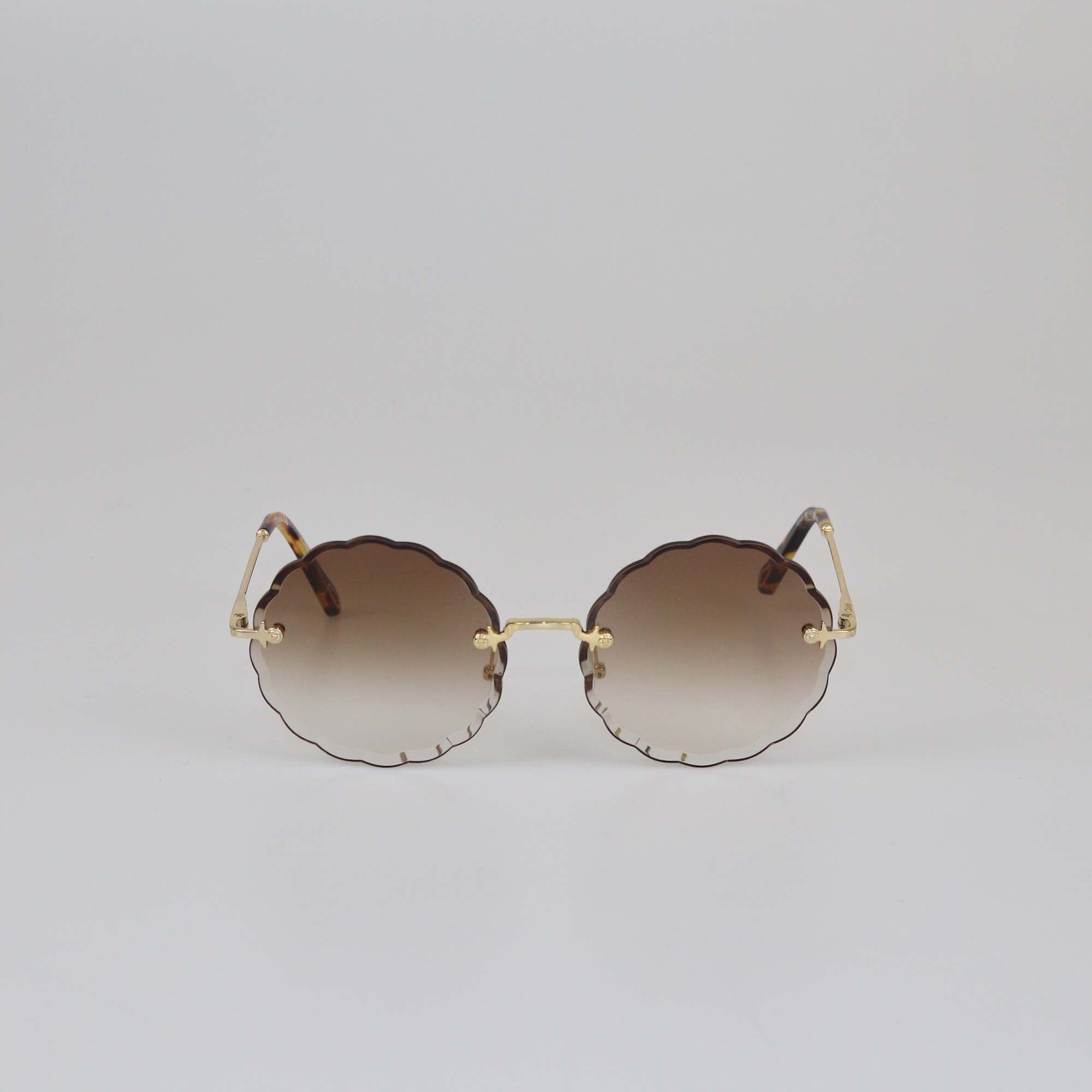 Chloe Brown Gradient Scalloped Sunglasses Womens Chloe 