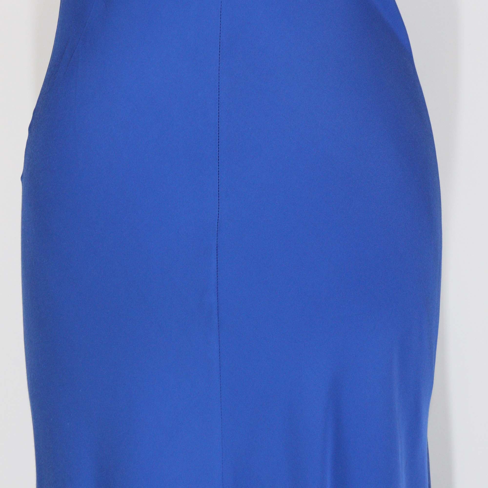 L'agence Blue Viscose V Neck Sleeveless Slip Dress
